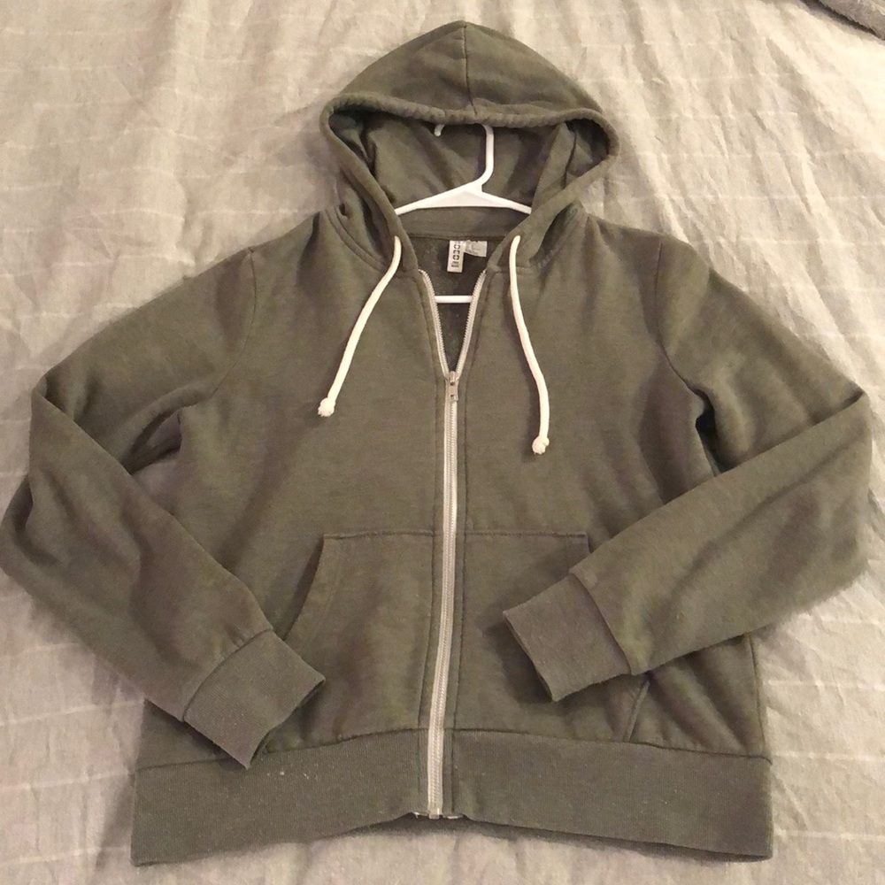 Olive green zip up hoodie